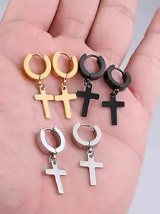 Fashion Cross Dangle Earrings for Women & Girls, New Fashion Punk Earrings for Party, Daily Clothing Decor, Trendy All-match & Exquisite Jewelry for Birthday Gift, Punk Style Earrings