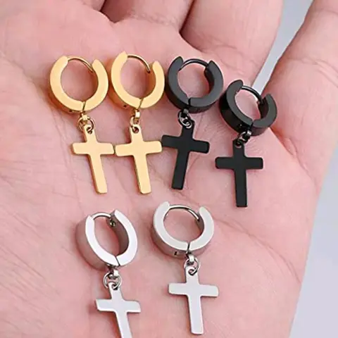 Fashion Cross Dangle Earrings for Women & Girls, New Fashion Punk Earrings for Party, Daily Clothing Decor, Trendy All-match & Exquisite Jewelry for Birthday Gift, Punk Style Earrings, Dangling Earrings, Earrings Set