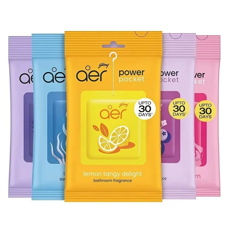 5-Pack Godrej Aer Power Pocket, Hanging Air Freshener, Mixed Pack, Ideal for Home & Office, Refreshing Fragrance, Easy to Use, Home Fragrances, Home Fragrance Products