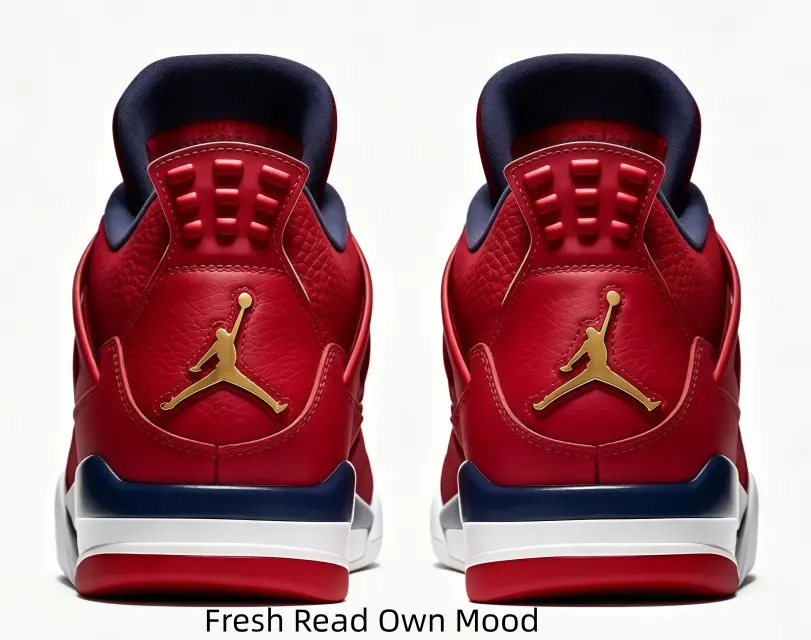 Mid Top Retro Sneakers Bright Red Navy White Color Block Leather Upper Side Grid Breathable Panels Padded Collar Gold Embroidery Details Cushioned Midsole Tough Rubber Outsole Comfort Casual Shoes For Men Women Sports Street Daily Matching Outfits