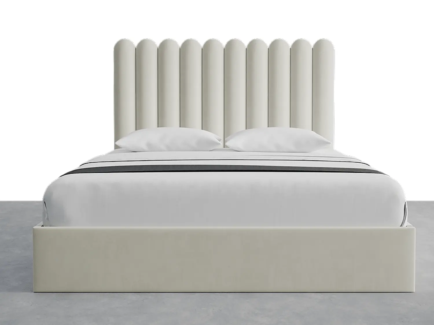 King Size Multi-Panel Headboard with Scalloped Panels Layout, Easy Install, Fabric-Covered, Luxury Modern, Modern Curved Design, Easy Install Headboards, Fabric-Covered Headboards