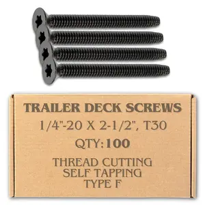 100 count Trailer Deck Screws Self Tapping 2-1/2 in, 1/4-20 Thread, Flathead T30 Torx  to Metal Self Tapping Deck Screws for a Trailer