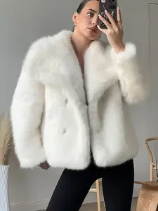 Fluffy Women's Faux Fur Coat Cropped Winter Jacket Woman Lady Luxury Hairy Warm New In Outerwears Lapel Long Sleeve Artificial Fur Coat Parka Black Leopard Print Brown Jacket Outerwoman Womenswear