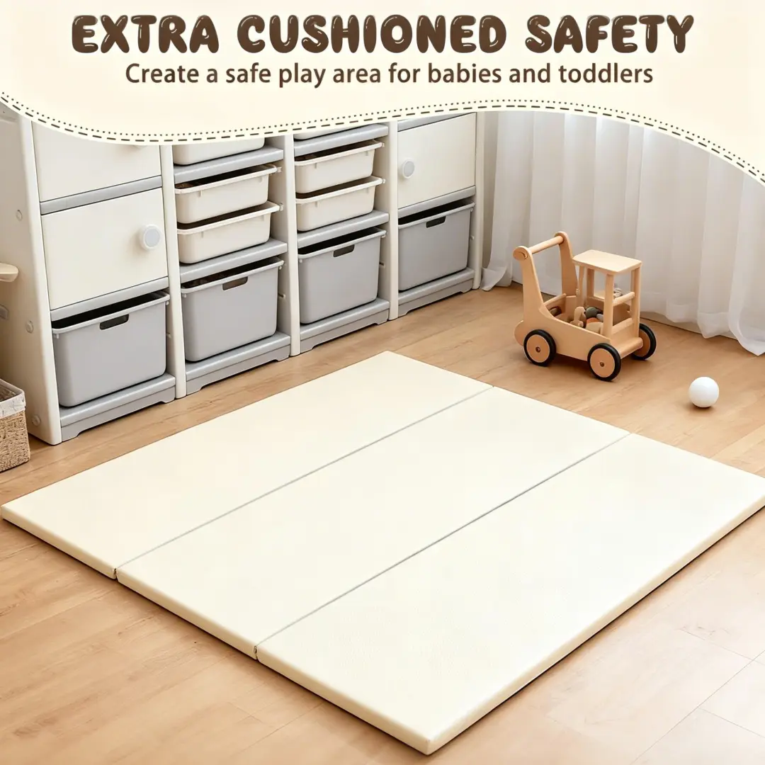 TODIBY Foldable Baby Play Mat, Extra Thick Non-Slip Crawling Mat for Toddlers, Soft & Safe Foam Playmat for Infants, No Odor, Easy to Clean & Store