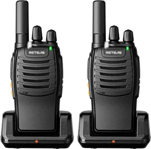 Rechargeable Mini Walkie Talkies Long Range 2-Way Radios Small Portable FRS Walky Talky With LED Flashlight Black 2 Pack For Adults Kids Camping Outdoor Security