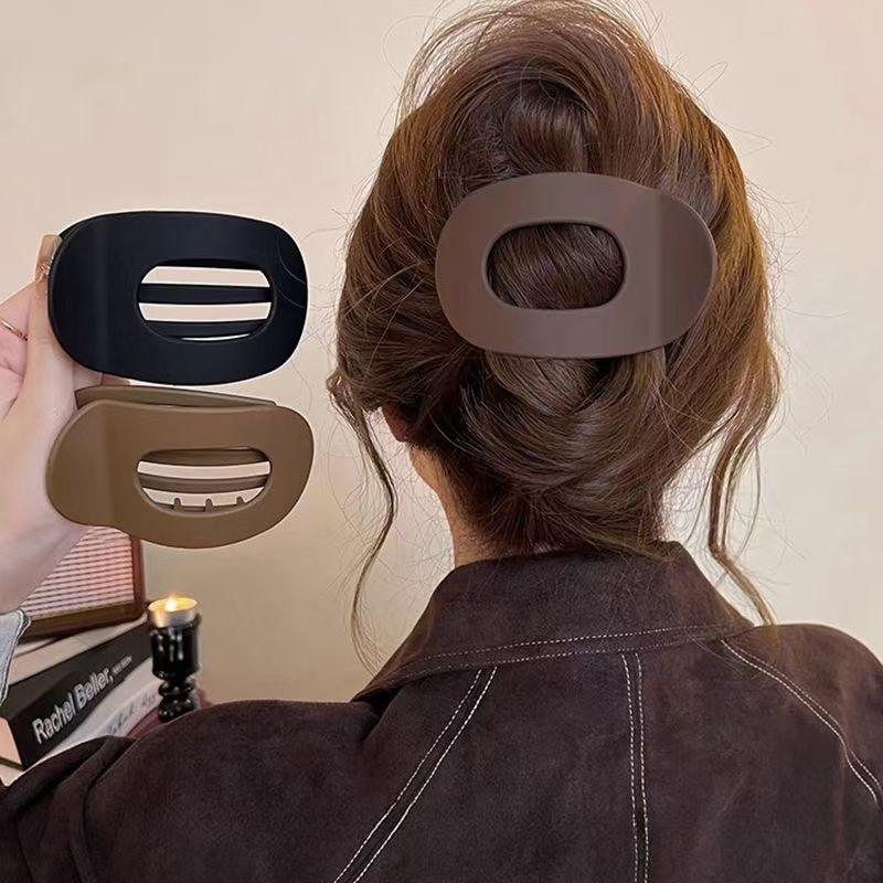 Solid Color Hair Clip, 4pcs Oval Acrylic Hair Clips Set for Women, No Trace Flat Large Hair Clip, Elegant Minimalist Frosted Solid Color Hair Clips for Daily Wear, Ideal Gifts for Her