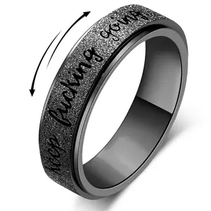 Meraki Stainless Steel Anti-Anxiety Spinner Ring 'Keep Going' Fashion Everyday Jewelry