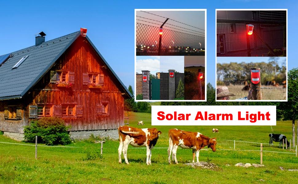 Solar Motion Sensor Alarm Light 129dB Loud Siren with LED Flash IP65 Waterproof Outdoor Security Alarm Solar Powered Warning Light for Home Farm Chicken Coop Yard