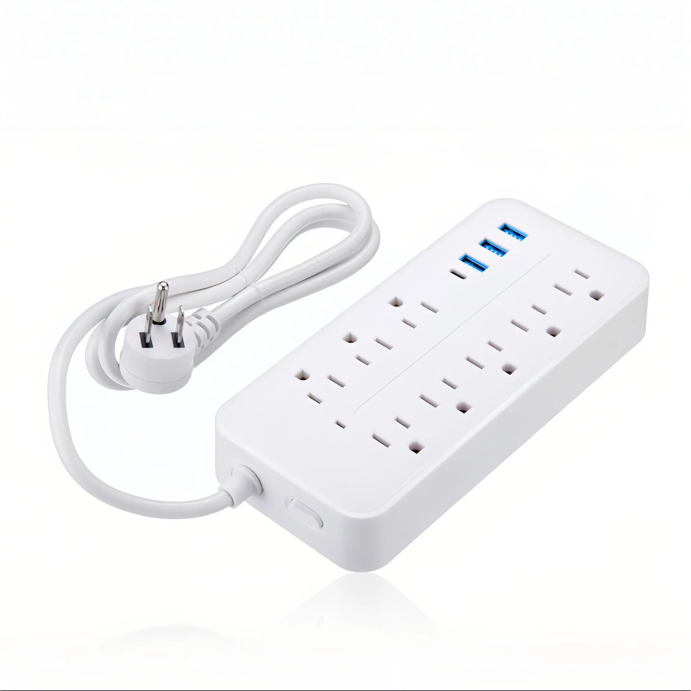 ETL Certified White Surge Protection Power Strip, 8 AC Sockets 3 USB Type-C Integrated Charger, 1700J Surge Guard, 4FT Durable Cord 2000W Max for Household & Desk Use