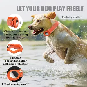 Dogs Anti-Lost Protective Tracker Waterproof Hand Free Pet Collar for Apple Airtag with Secure Screwdriver Closure Slidable Design for Better Collision Protection