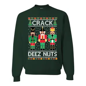 Crack Deez Nuts Meme Merry Ugly Christmas Sweater Unisex Crewneck Graphic Sweatshirt