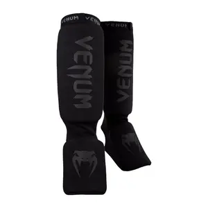 Venum Kontact Shin Guards - Black/Black, Durable Design, Comfortable Fit, Ideal for Combat Sports