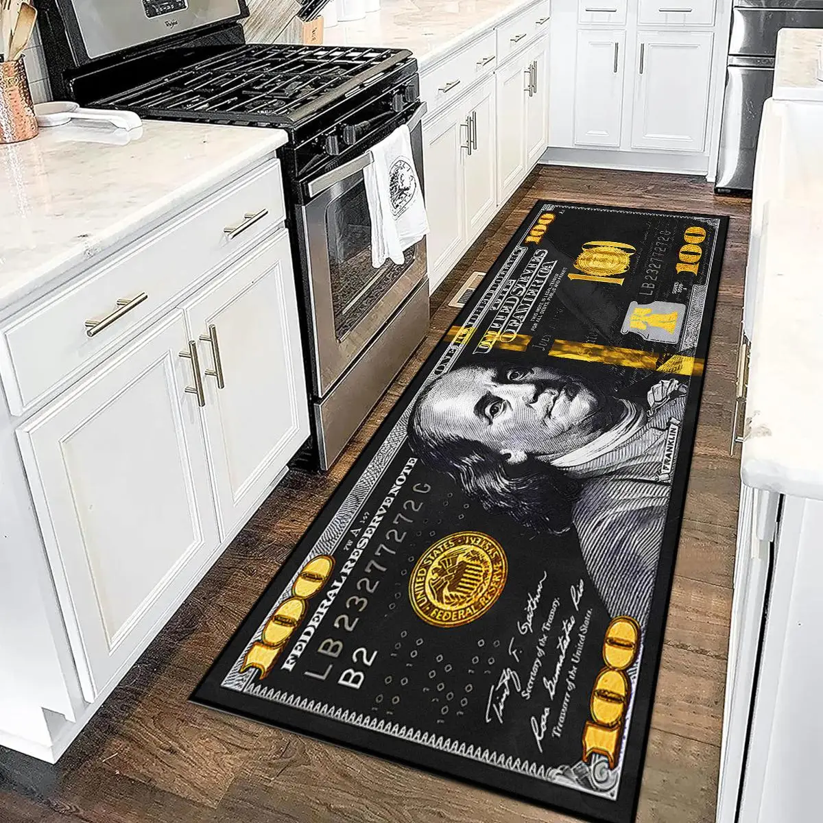 US Dollar Pattern Kitchen Rug, 1 Count Non-slip Soft Kitchen Carpet, Home Decor Mat for Kitchen, Living Room, Bedroom, Study Room Decor