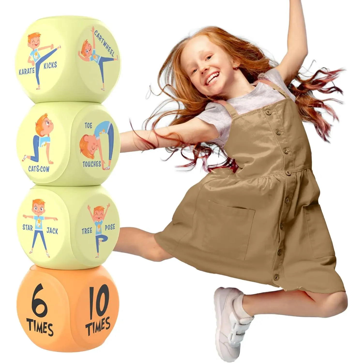 Exercise Dice, 6-Sided Foam Fitness Workout Dice for Kids Solo or Group Classes, for Home, Classroom and Physical Education Learning