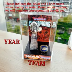 Custom American Football Championship Trophy Set, 10cm Metal Trophy, 15cm Display Box, Perfect Sports Gift, High-Quality Design, [Order Note YEAR and TEAM name]