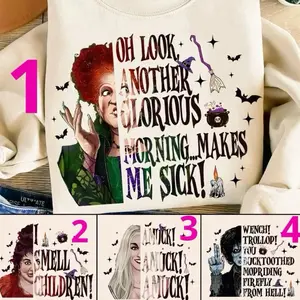 Hocus Pocus Halloween Tshirts & Sweatshirts - Oh Look Another Glorious Morning Makes Me Sick Design - Available in 4 Styles Tops Pullover Womenswear