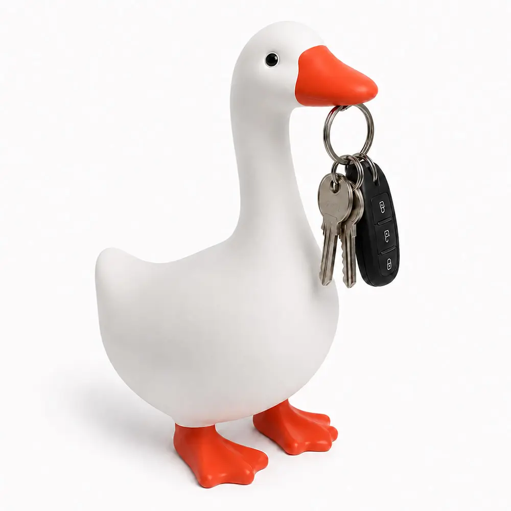 7-Inch Metal Desktop Goose Ornament - Magnetic Key Organiser, Home Decor Accent, Ideal Gift, Nightstand