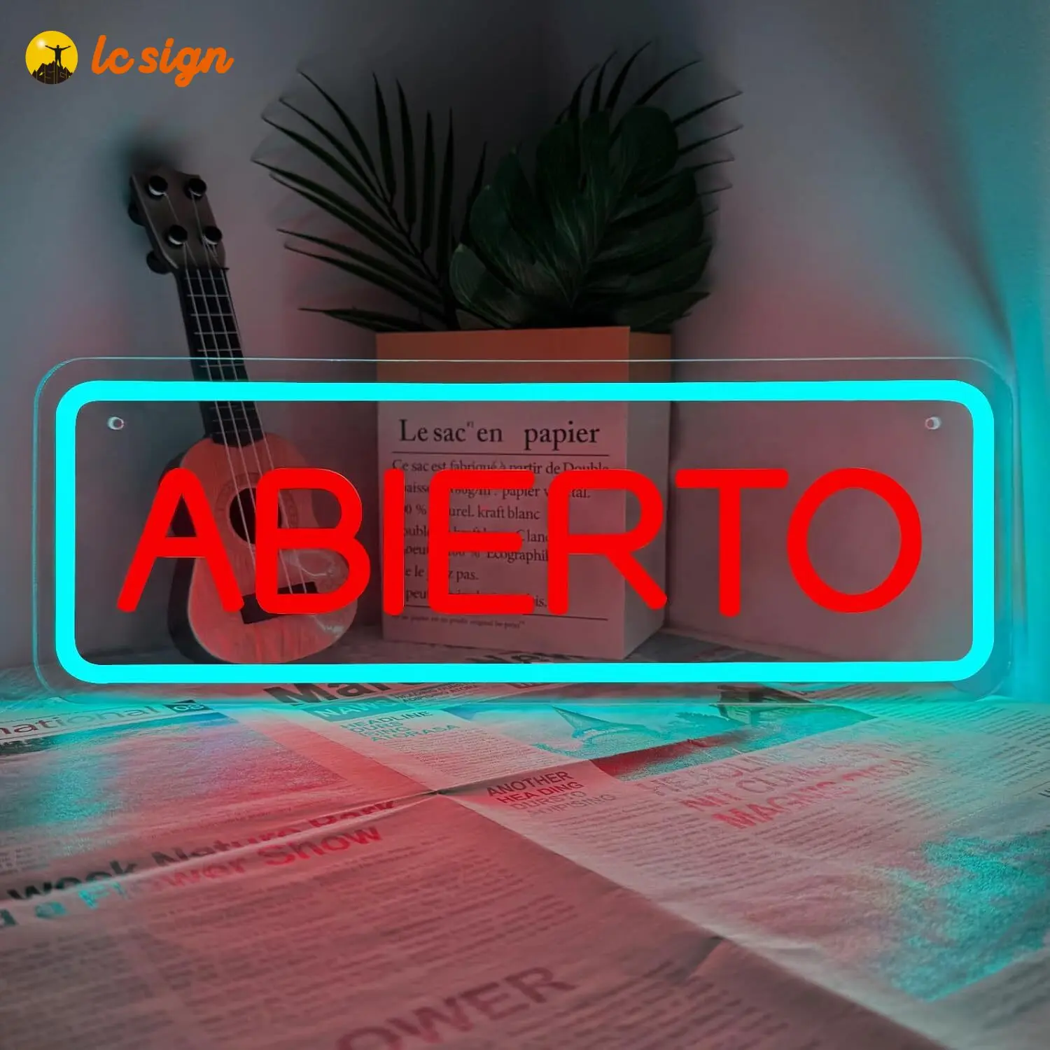 LC SIGN Abierto Open Neon Sign, Dimmable USB Powered LED Neon Light for Bar Restaurant Coffee Salon Store Shop Bissiness Wall Window Display