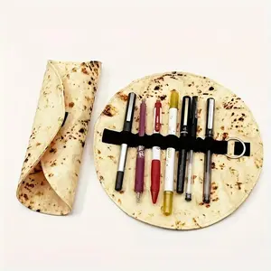 Canvas Roll-Up Pencil Case with Burrito Design, Portable Stationery Organizer, Mexican Burrito Pencil Storage Bag, Writing Tools, Writing Pens, Art Supplies