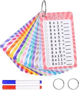 13 Pcs Multiplication Flashcards 0-12, Times Table Flash Cards with 2 Dry Erase Markers 2 Rings Multiplication Chart Math Flashcards for 1st to 3rd Grades Multiplication Game