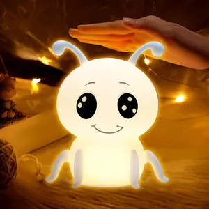 (Birthday gifts) Ant Night Light for Kids, Cute Ant Cartoon Animals Silicone Lamp for Kids Touch Sensor Timing USB Rechargeable for Birthday Gifts