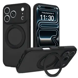 Magnetic Case for iPhone 17 Pro with 360° Rotatable Ring Holder [Compatible with MagSafe], N52 Strong Magnet Shockproof Translucent Matte Phone Case with Stand for iPhone 17 Pro