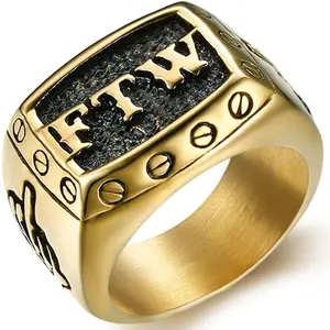 Stainless Steel FTW Biker Rider Middle Finger Ring