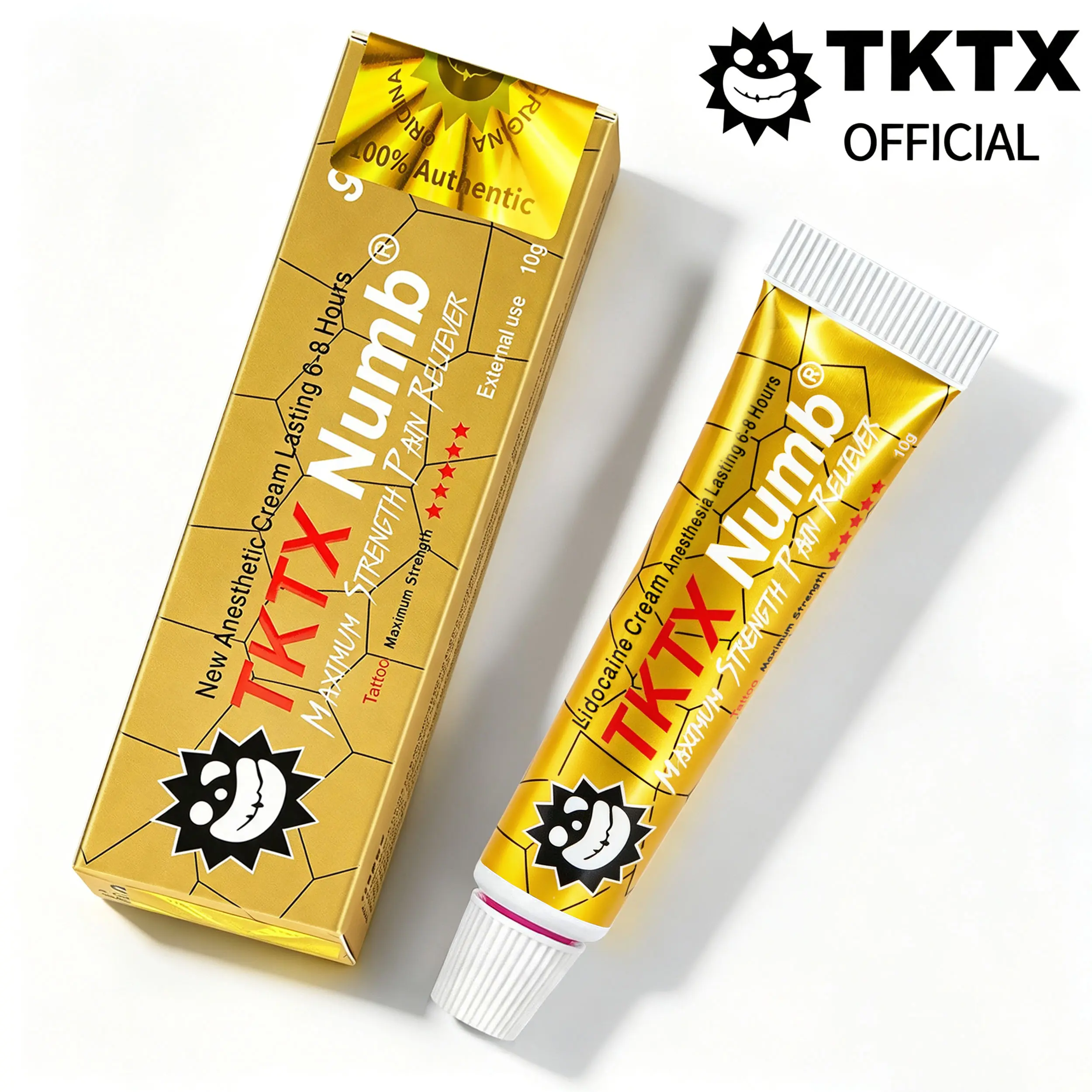 99.9% TKTX Tattoo External Cream - Glod I Limited Edition Very StrongI Tattoos I Laser Removal I Waxing I EyebrowThreading I Cosmetic Cream Tattoo Numbing Cream 10g.