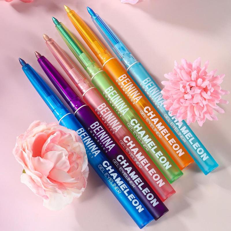 BEININA Cosmetics Chameleon 6-Color Shimmer Liquid Eyeliner Set Long-Lasting Rainbow Hues with Light-Shifting Effect for Bold Eye Makeup