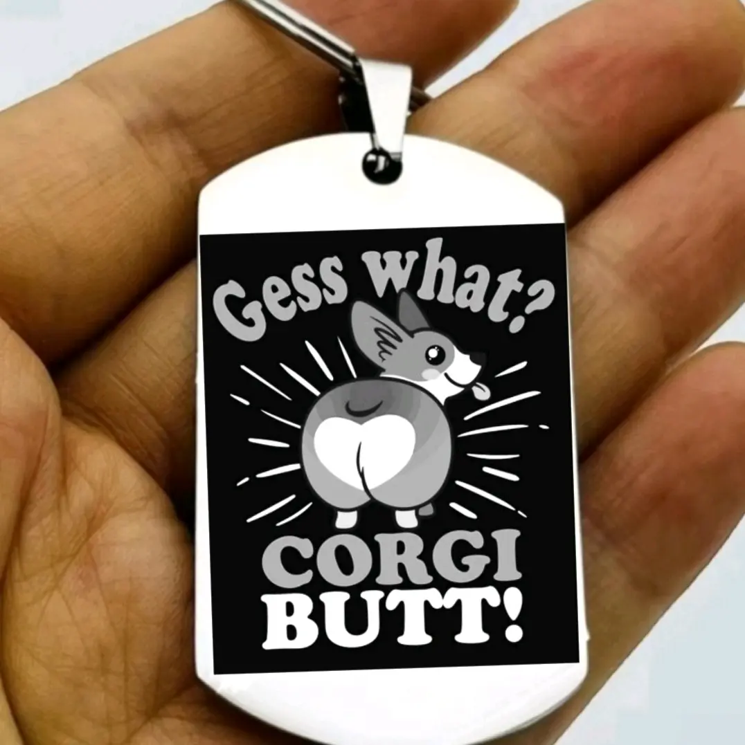 guess what corgi butt hot funny Keychain