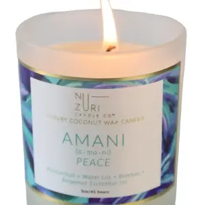 The Nzuri Candle Company Amani Luxury Coconut Wax Candle - Peace Scented with Passionfruit Water Lily Bamboo & Bergamot Essential Oil