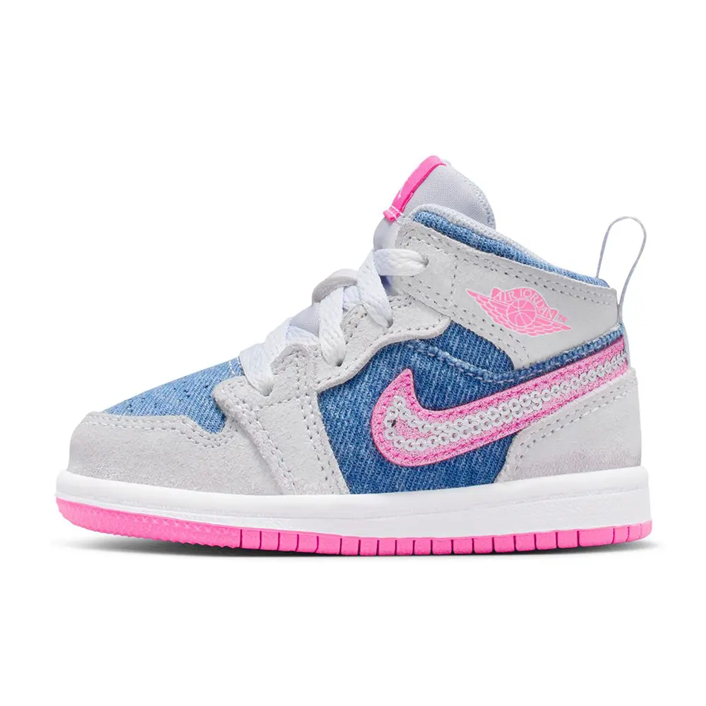 Toddler's Jordan 1 Mid SE "Denim" Cobalt Bliss/Pink Glow-White (HQ2000 400)