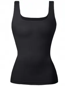 1/3 Piece Women's Tummy Control Shapewear Tank Tops Seamless Square Neck Compression Tops Slimming Body Shaper Camisole