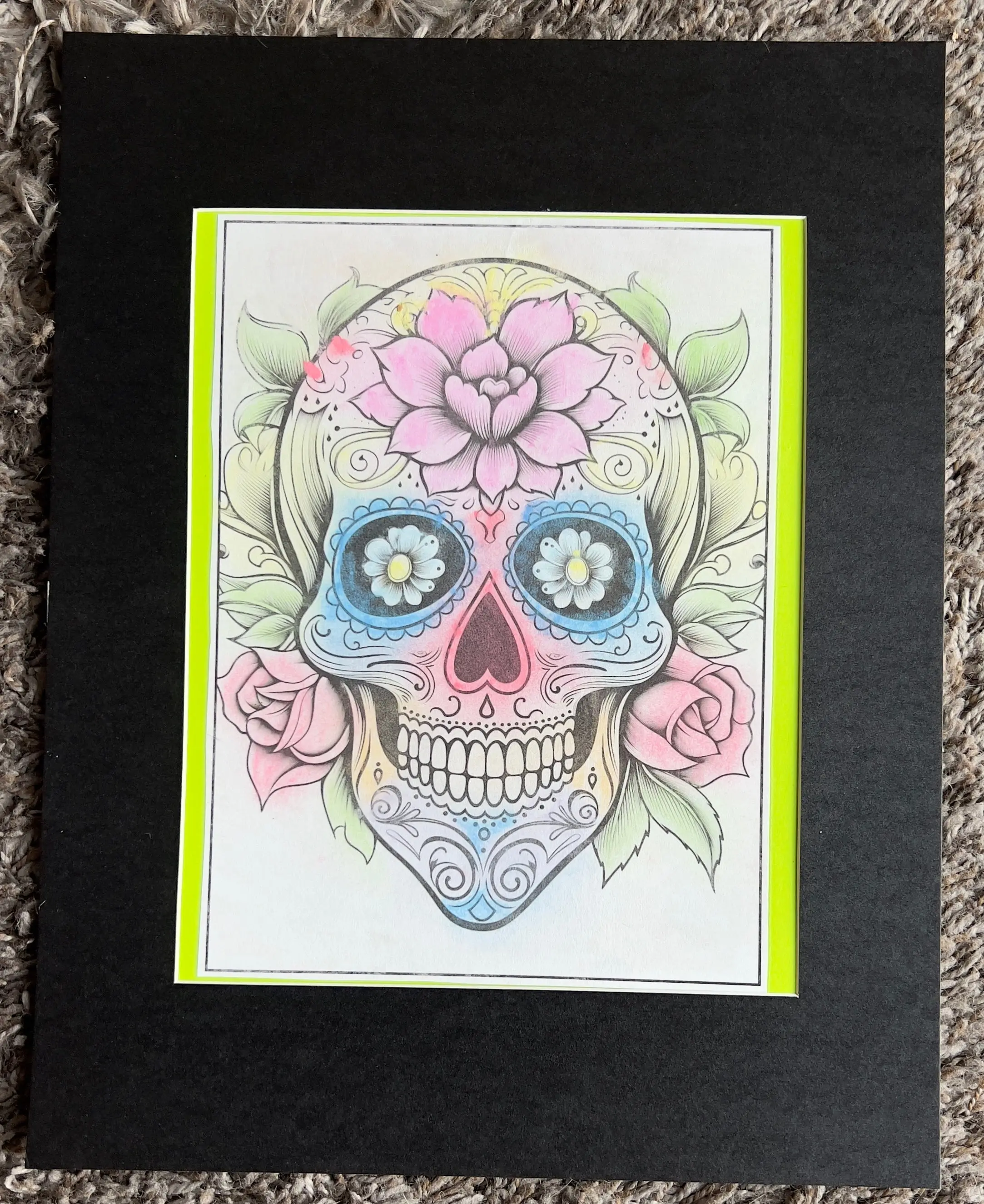 Corazón Dulce – 11x14 Handmade Sugar Skull Wall Art (Matted & Laminated)