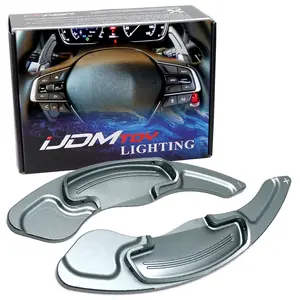iJDMTOY Gunmetal Grey CNC Billet Aluminum Larger Paddle Shifter Extensions For Honda Accord Civic Insight CR-V, For Acura 2009-2014 TL