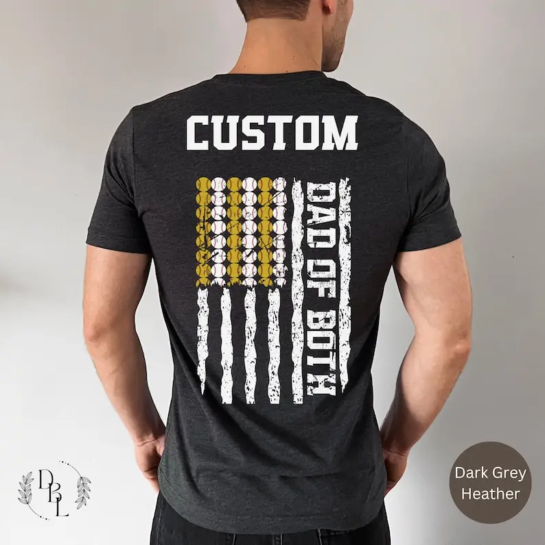 Custom Softball and Baseball Shirt For Dad Gift For Fathers Day Tshirt For Softball Coach Personalized Tee For Baseball Dad Game Day T-Shirt