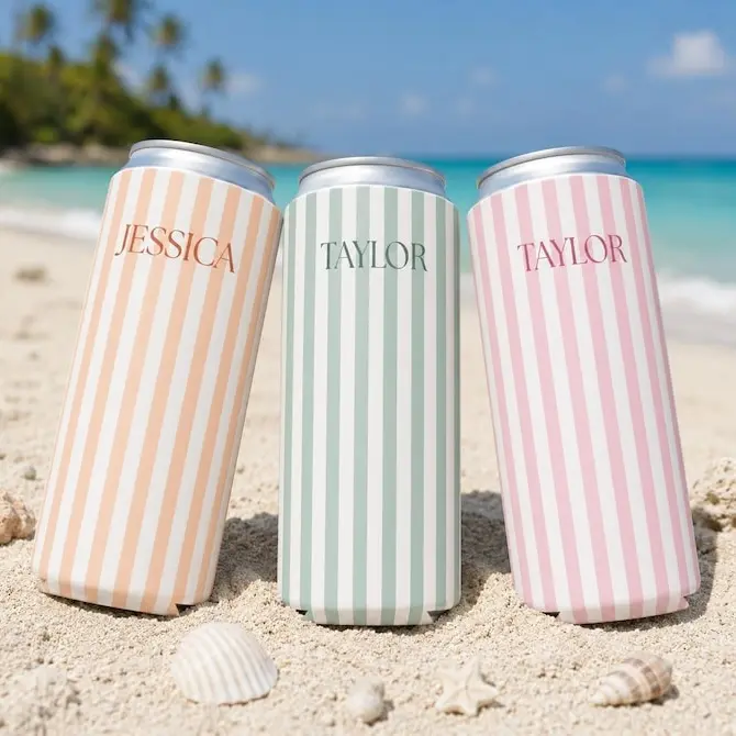 Personalized Bachelorette Party Can Cooler ,Custom name Can Cooler,  Can Cooler Floral Beer Hugger for Girls Weekend Beach , Bach Favors Bridal Shower