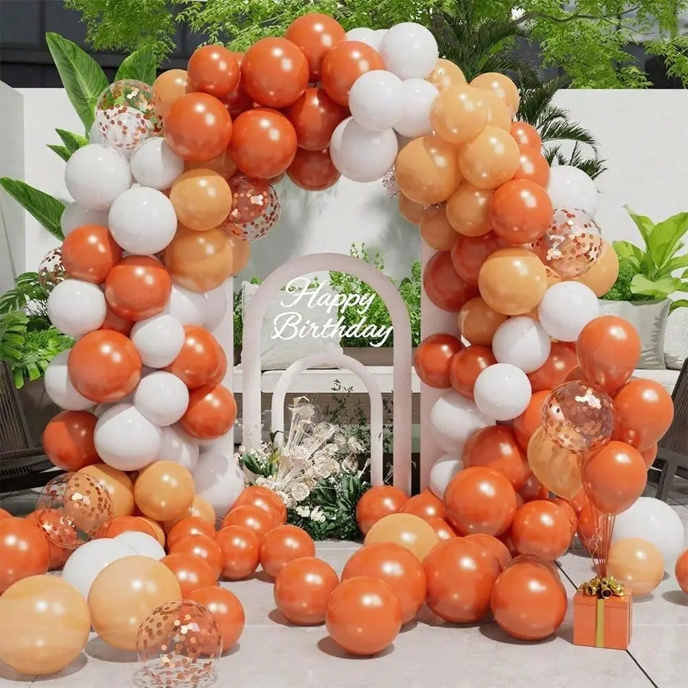 52pcs Orange Confetti Latex Balloons Set - Festive Party Decor for Birthday, Wedding Engagement Events