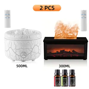 Aromatherapy Diffusers 2 Pack with Remote Control Timer Multicolor LED Lights for Home Yoga Office Bedroom Relaxation Gifts 500ML & 300ML