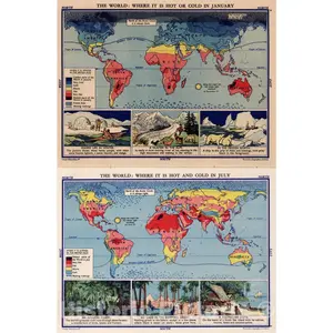World Climate and Temperature - Pictorial Map, 1935