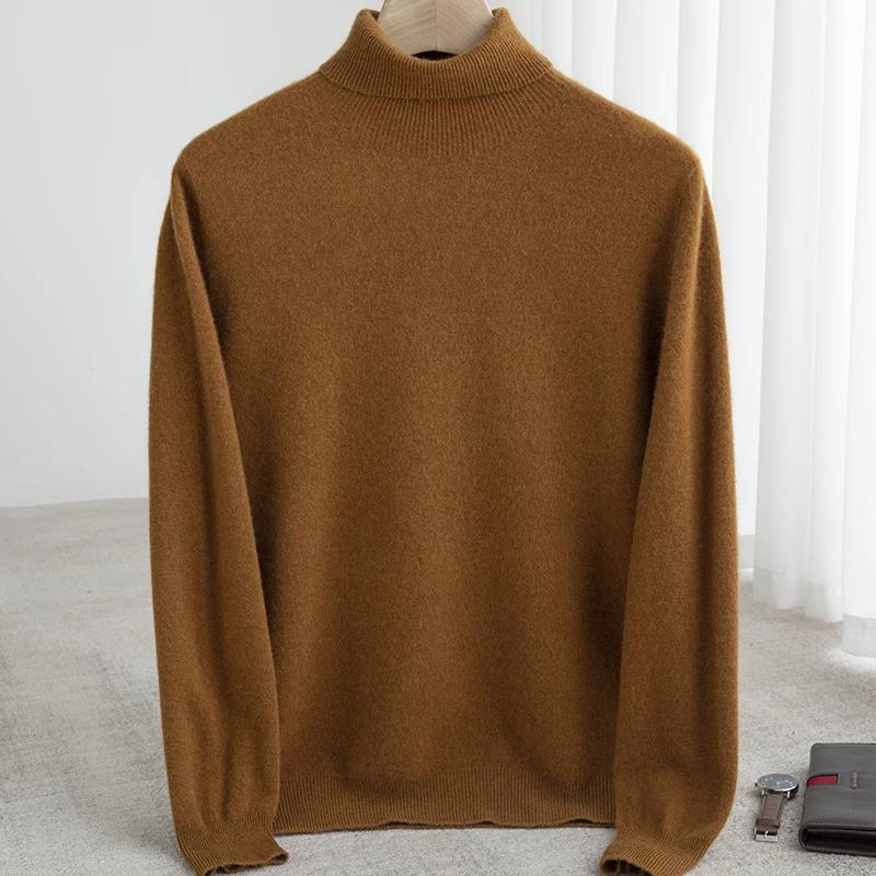 Men's Turtleneck Wool Sweater Men  Autumn and Winter Large Size Loose Knitted Sweater Keep Warm Top Men Jumper