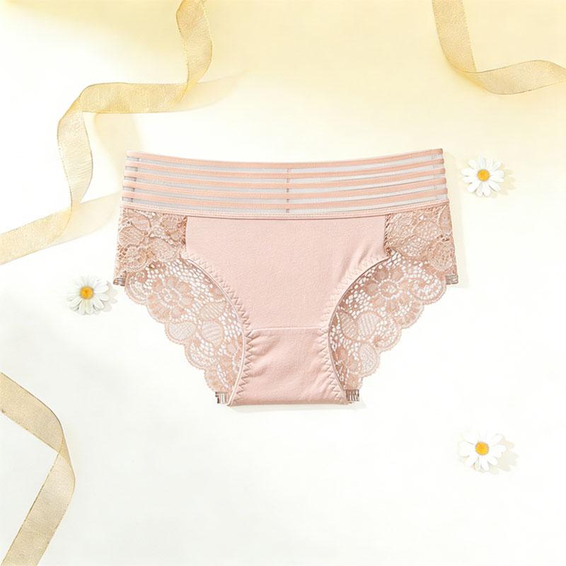 10pcs Women’s Sexy Lace Panties, Cutout Design, Skin-Friendly & Breathable, Butt-Lifting, Striped Waistband, Scalloped Edges, Triangle Style