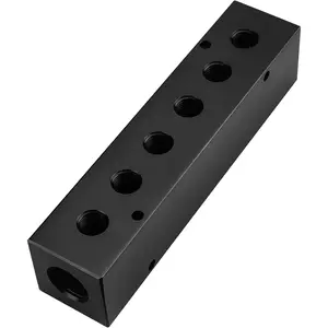 Air Manifold, Air Compressor Manifold,  Air Hose Inline Manifold Block Splitter, Pneumatic Manifold Air Distribution Block, NPT 1/2 Inch  Port, NPT 1/4 Inch Output Port (6 Way 8 Port)