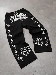 Men's Solid Color Printed Button Zip Flared Jeans, Slim Fit Street Fashion Casual Multi-Pocket Pants for Year-Round Comfort, Ideal for Daily Wear