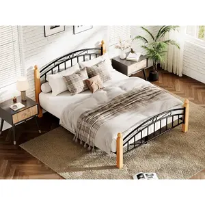 Garvee Metal Bed Frame, Queen Platforn Bed Frame with Headboard and Footboard, Structurally Stable, Heavy Duty Steel Slat Supported, Under Bed Storage, No Box Spring Needed, Black