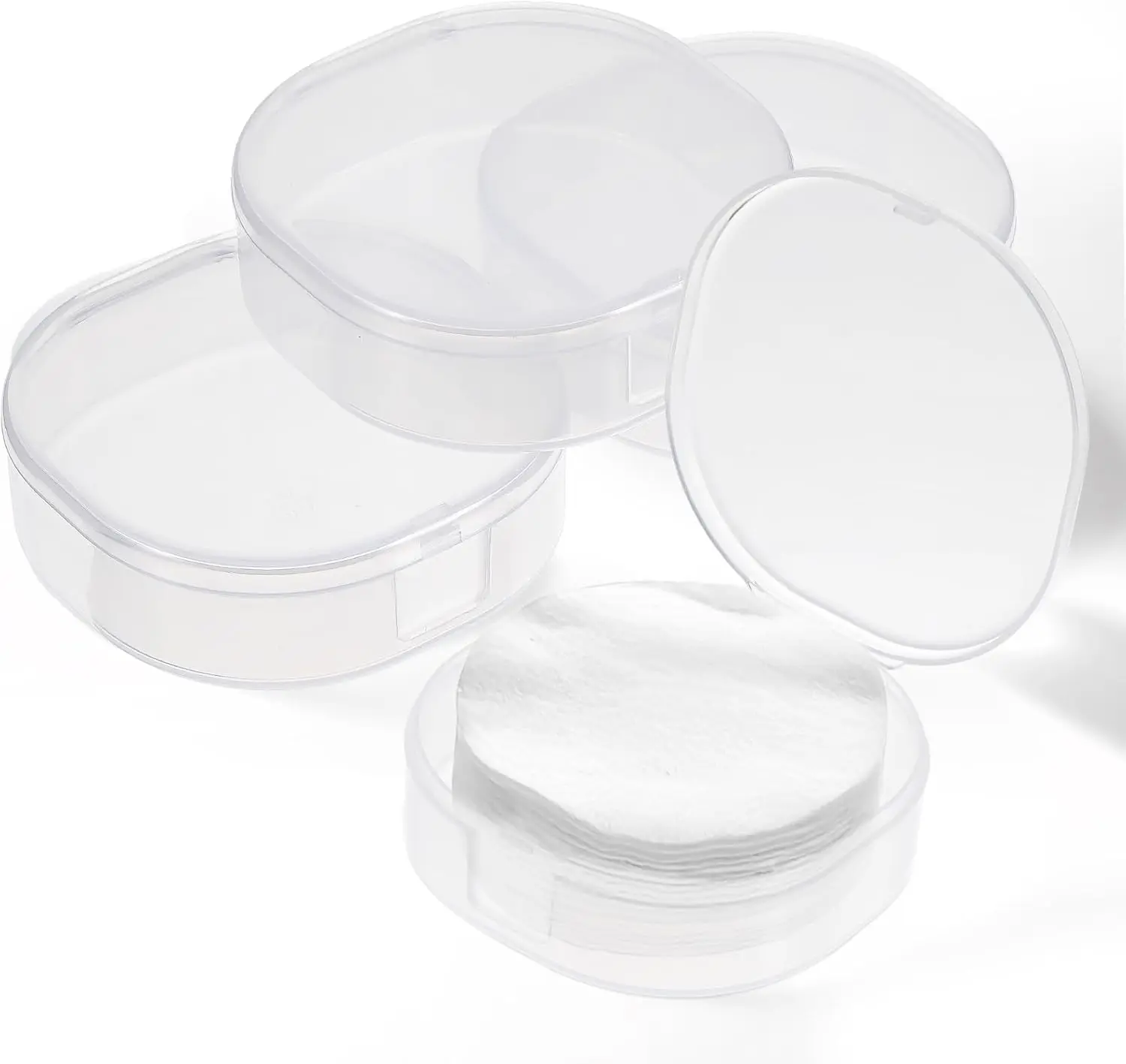 4 count Plastic Cotton Square Holder  Cotton Pads Holder Travel Portable Travel and Sealed for Makeup Remover Cottons Ball, White