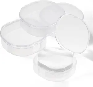 4 count Plastic Cotton Square Holder  Cotton Pads Holder Travel Portable Travel and Sealed for Makeup Remover Cottons Ball, White