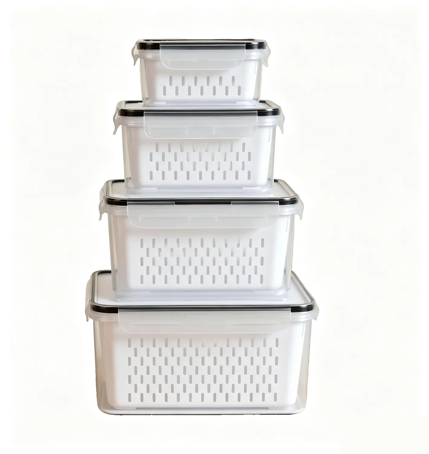 Stackable Plastic Fridge Storage Containers (4 Multiple Packs, Varied Sizes) - Airtight, Leak-Proof, BPA-Free, Stain-Resistant, Rounded Easy Open - Microwave, Oven, Freezer, Dishwasher Safe - Durable Meal Prep, Bento Box Kitchen Organizers