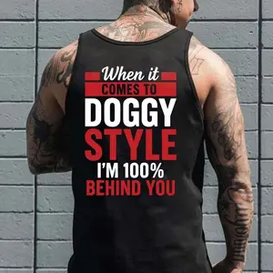 WHEN IT COMES TO DOGG STYLE Modern Style Black Print Tank Top- Tattoo Street Wear Casual Cotton Shirt, Unisex, Minimalist Style, Trending for Men & Women