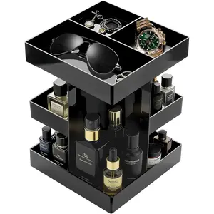 Cologne Organizer for Men 3 Tier Acrylic Waterproof Perfume Holder Cologne Stand with Rotate Waterproof Perfume Shelf,Husband Boyfriend Birthday Gift Ideas